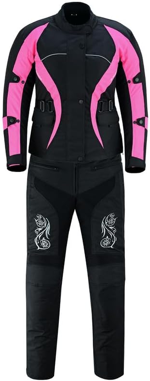 WARRIOR Gears NEW Ladies Motorcycle Textile Suit 600D Cordura Waterproof Breathable Ventilation CE Armour Removable Lining Womens Motorbike Bikers Protection Suit