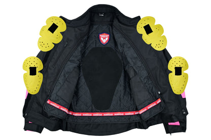 WARRIOR Gears NEW Ladies Motorcycle Textile Suit 600D Cordura Waterproof Breathable Ventilation CE Armour Removable Lining Womens Motorbike Bikers Protection Suit